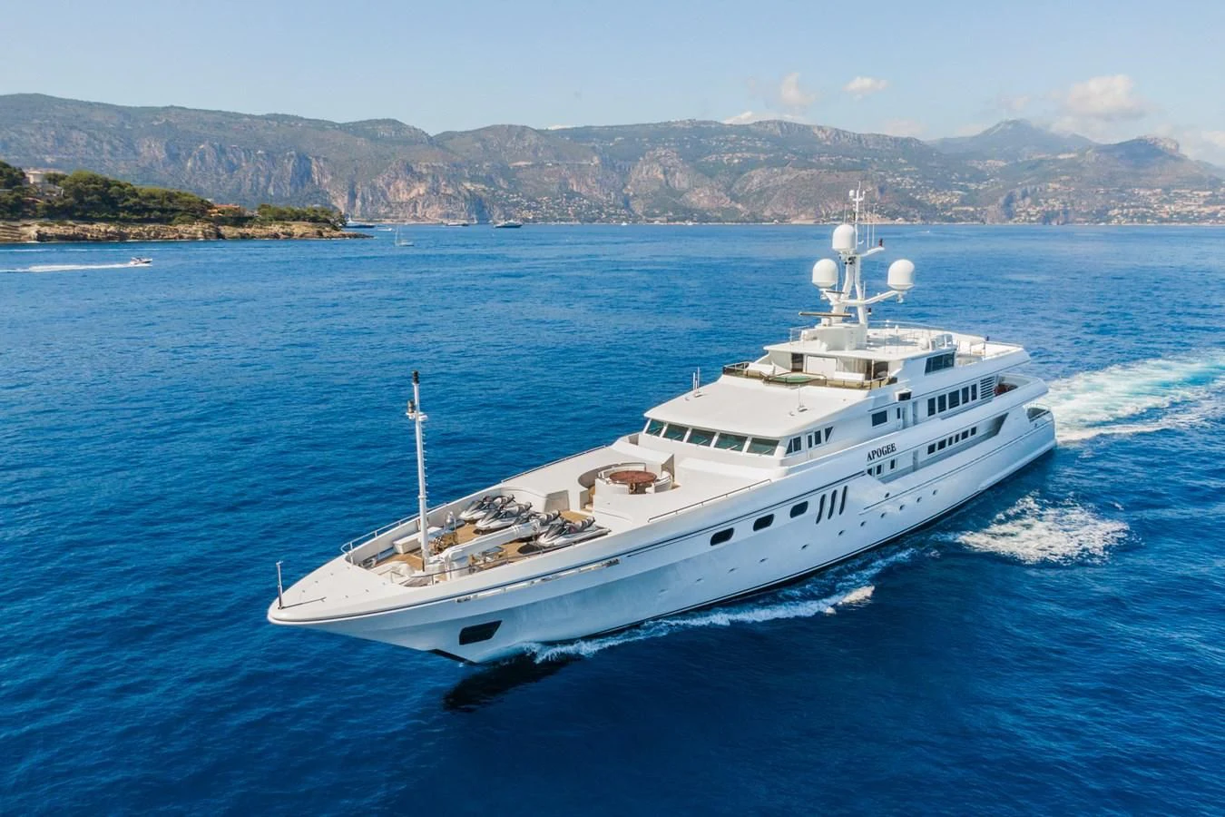 a boat on the water aboard APOGEE Yacht for Sale