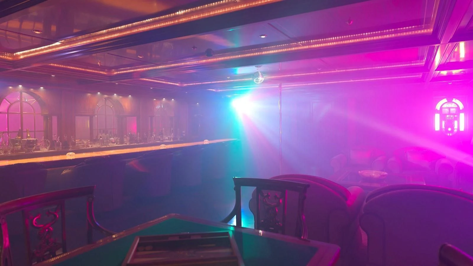 a stage with lights aboard APOGEE Yacht for Sale