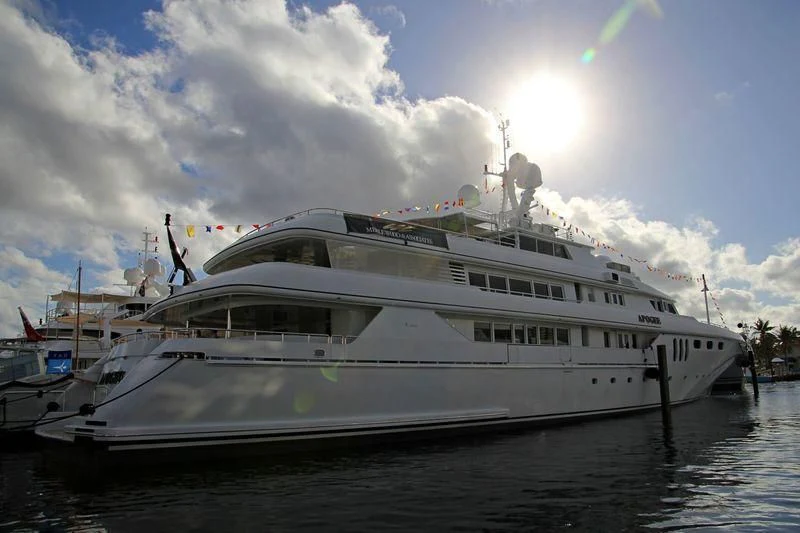 a large white yacht aboard APOGEE Yacht for Sale