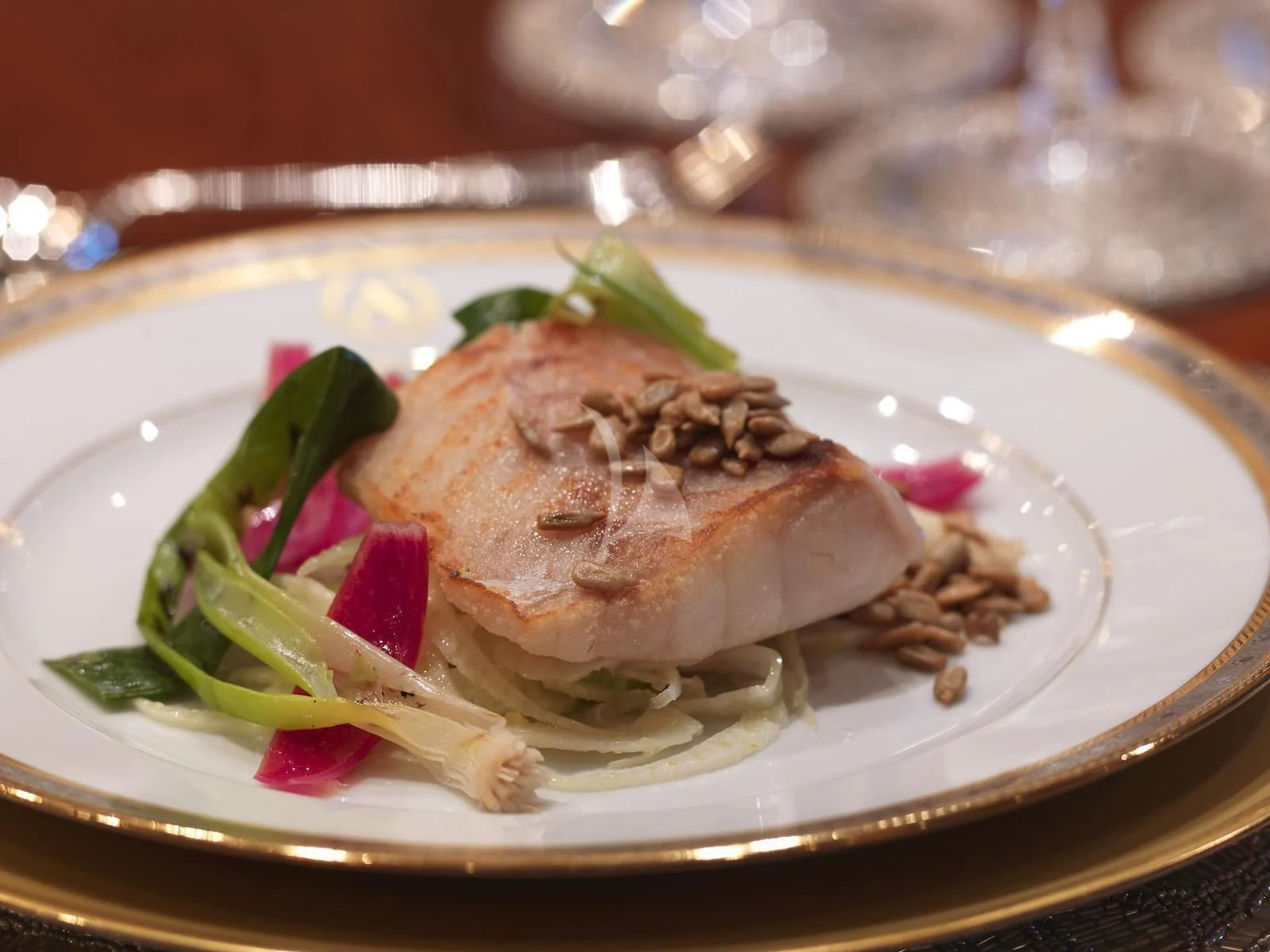 a plate of food aboard APOGEE Yacht for Sale