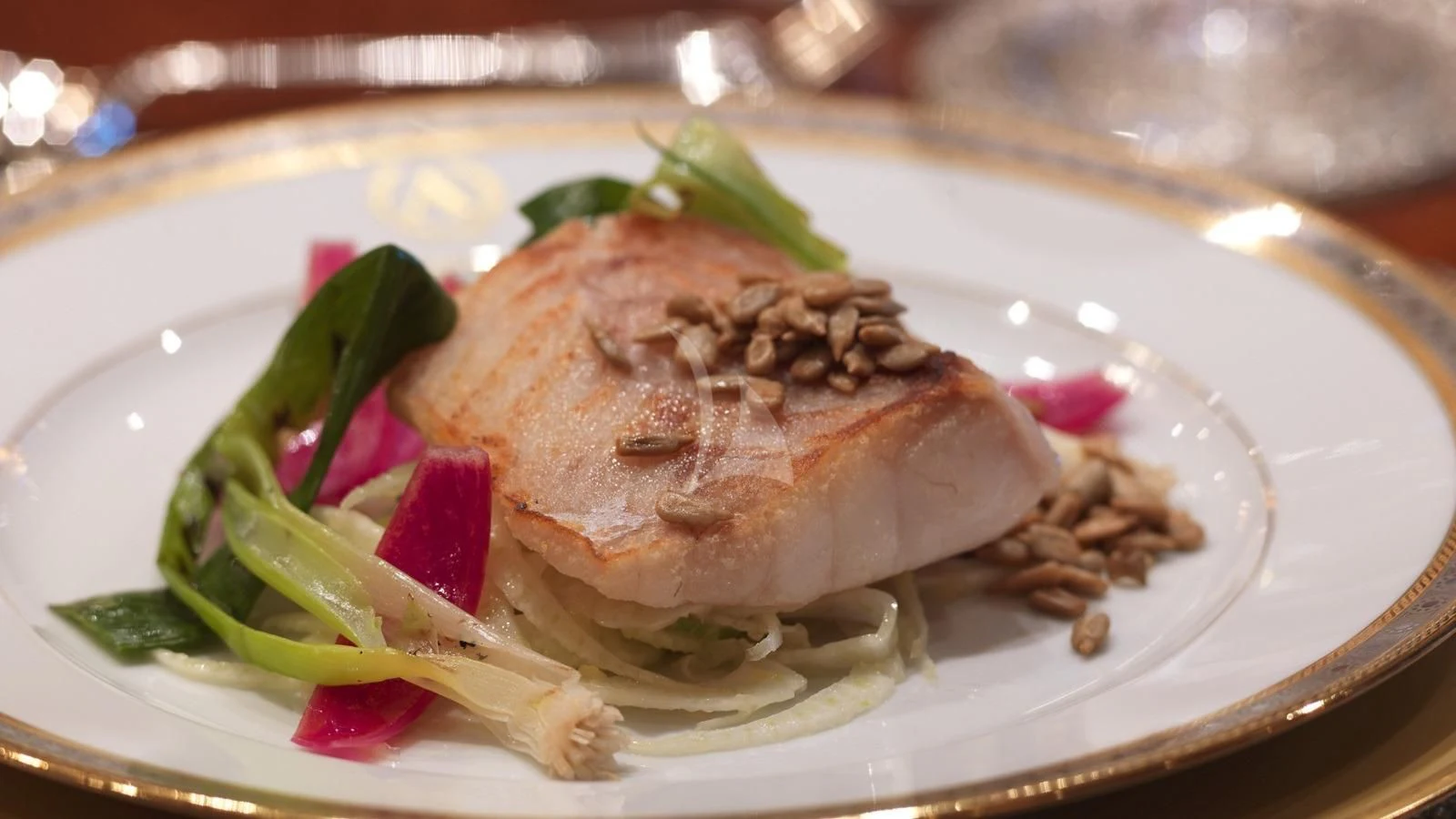 a plate of food aboard APOGEE Yacht for Sale