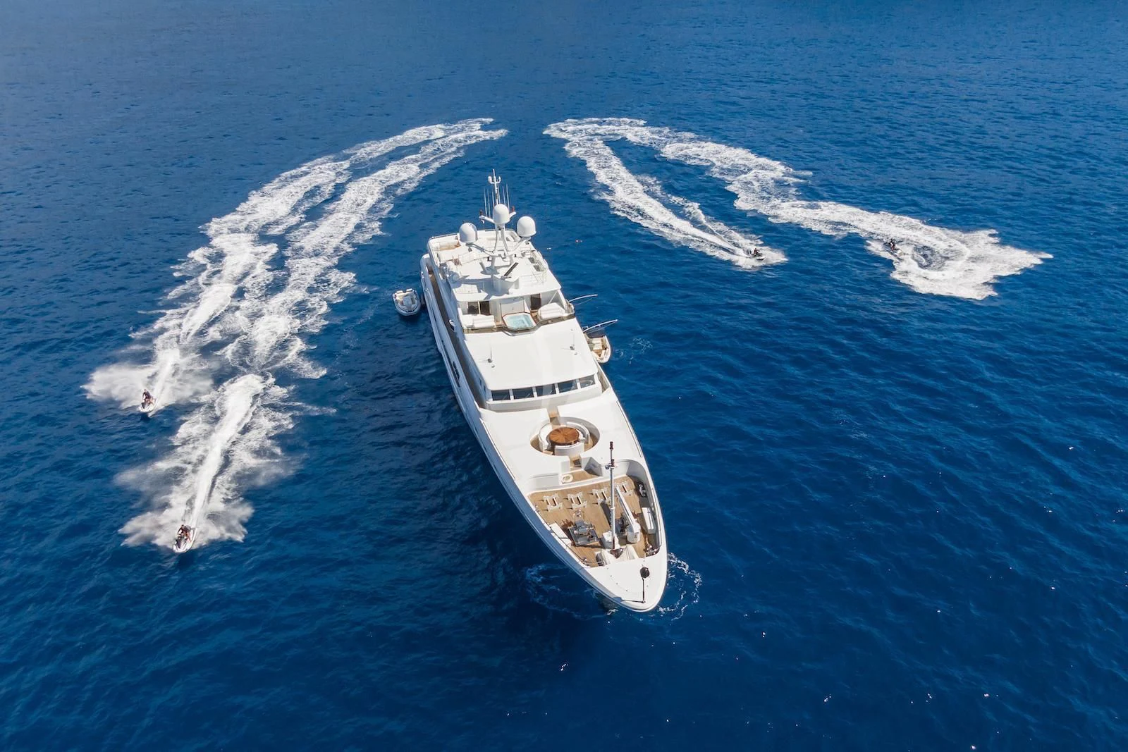 a ship in the water aboard APOGEE Yacht for Sale