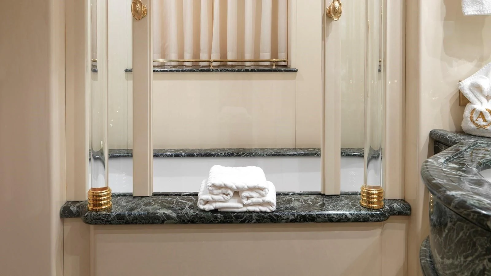a bathroom with a sink aboard APOGEE Yacht for Sale