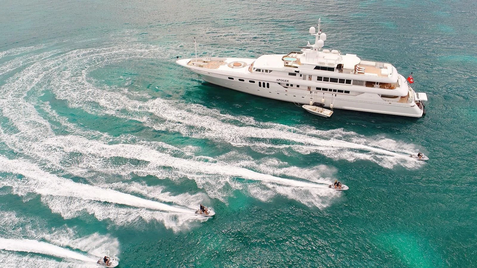 a boat on the water aboard APOGEE Yacht for Sale