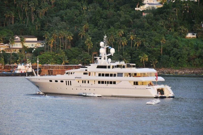 a boat sailing on the water aboard APOGEE Yacht for Sale