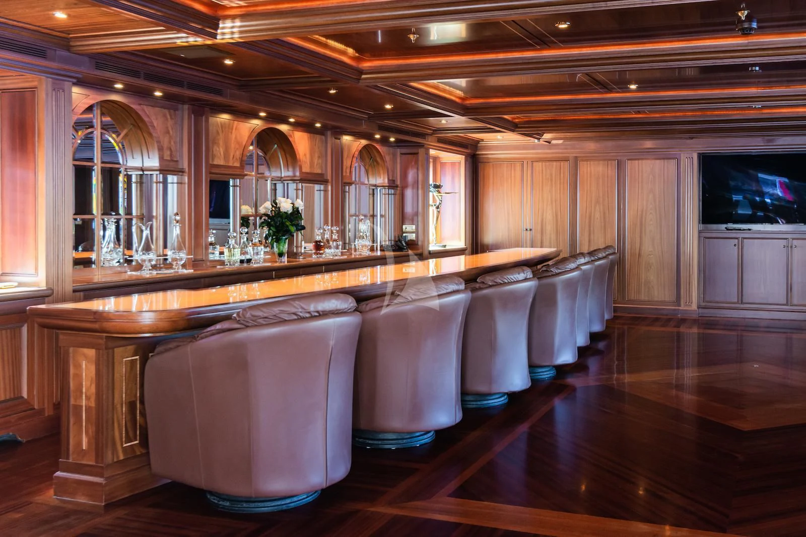 a large bathroom with a large oval tub aboard APOGEE Yacht for Sale