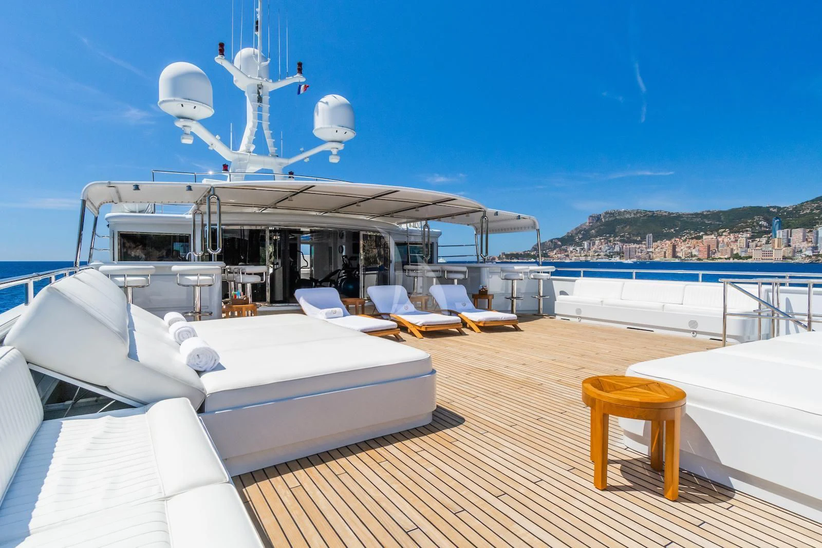 a boat on a deck aboard APOGEE Yacht for Sale