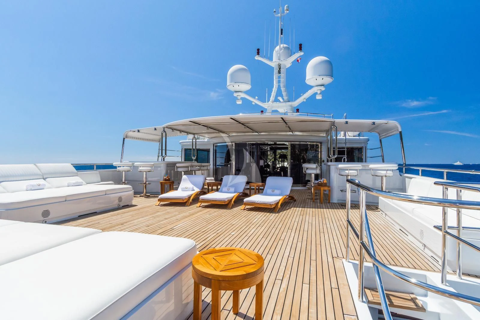 a boat on a deck aboard APOGEE Yacht for Sale