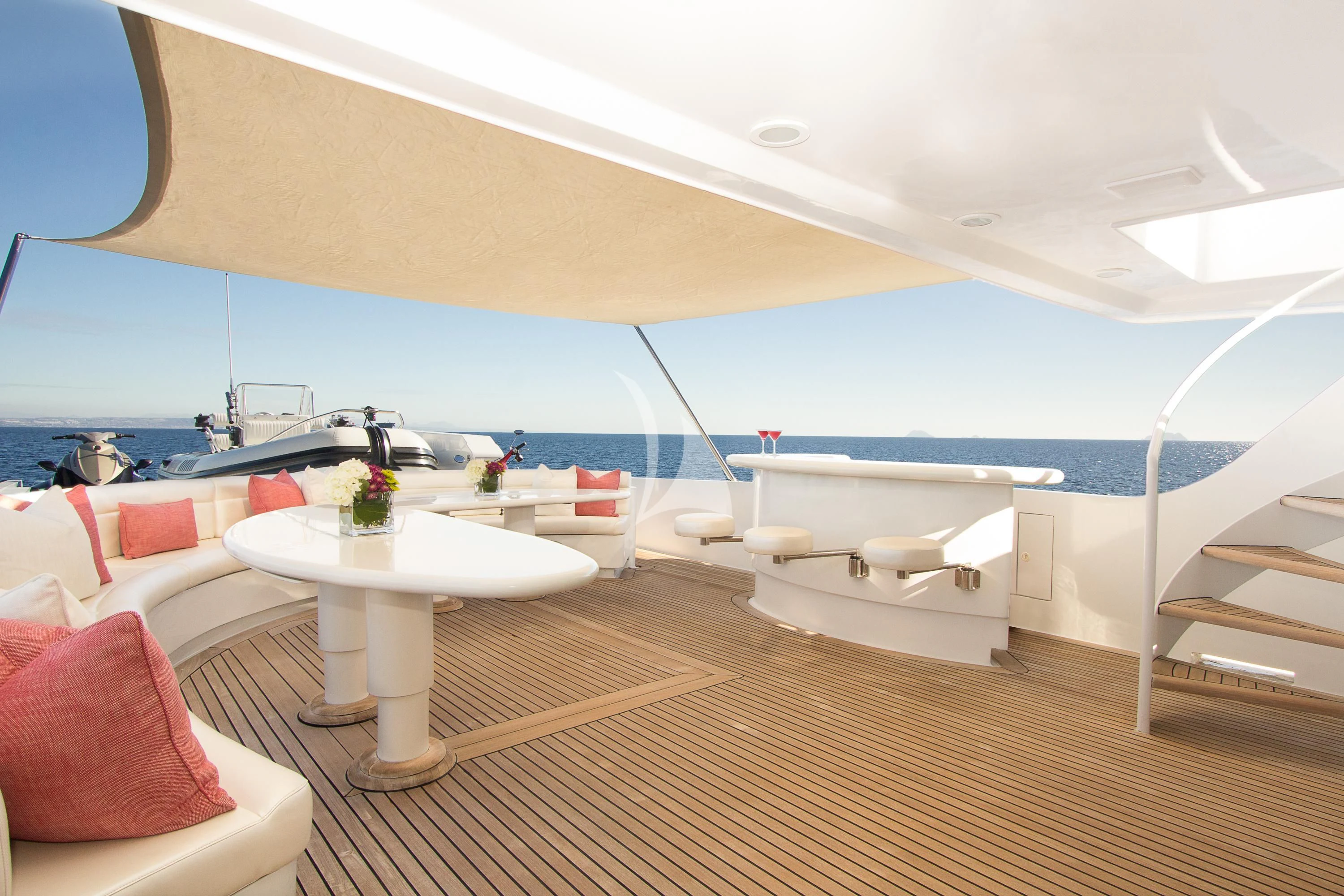 a room with a large window aboard SERENITY Yacht for Charter