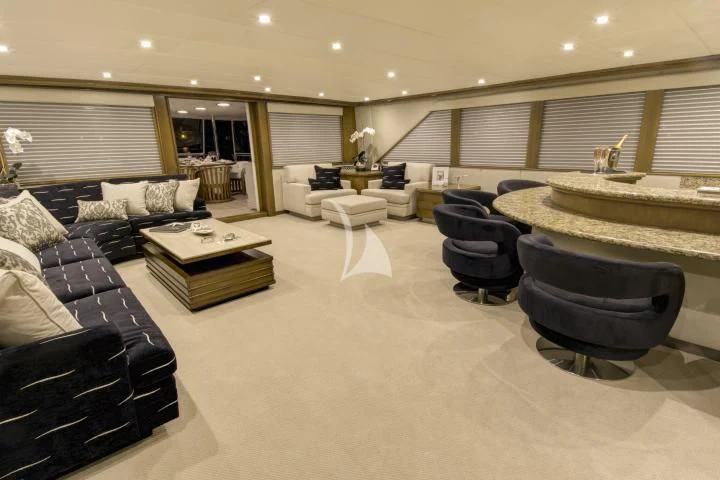 a large modern looking living room aboard SERENITY Yacht for Charter