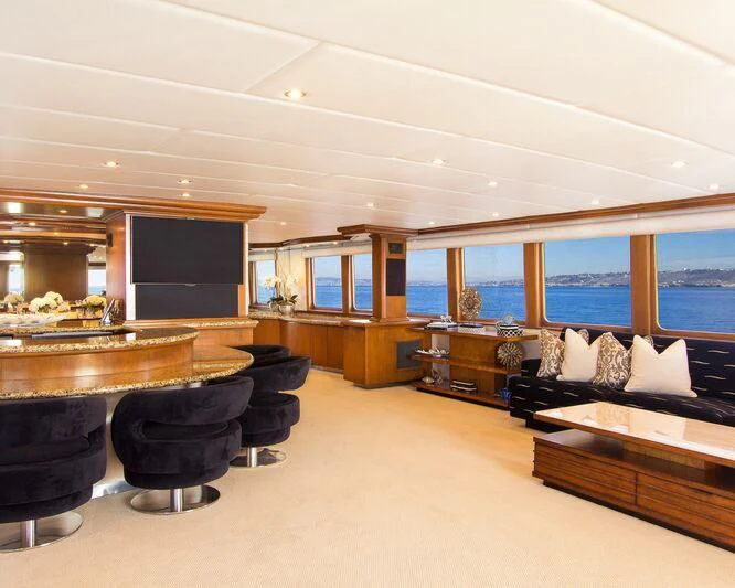 a modern looking living room aboard SERENITY Yacht for Charter