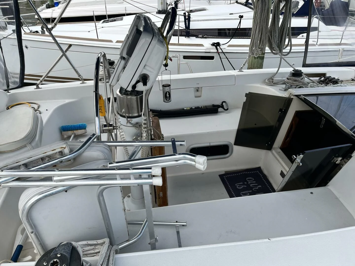 a close-up of a machine aboard SERENITY Yacht for Charter
