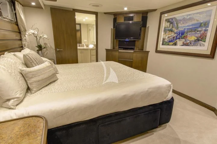 a bed in a hotel room aboard SERENITY Yacht for Charter