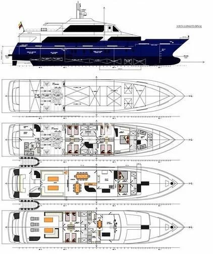 diagram, engineering drawing aboard GRAND DAPHNE Yacht for Charter