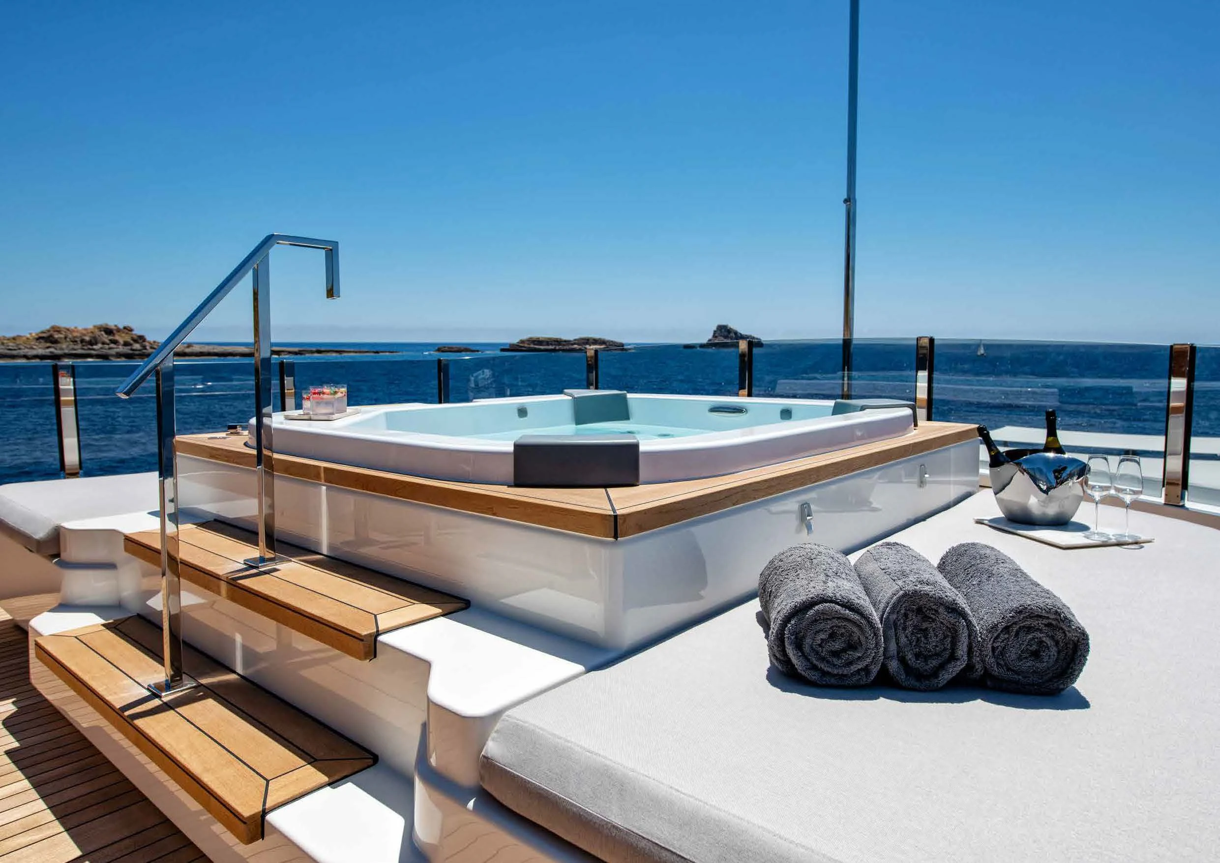 a pool with rocks on the side aboard PALOMA Yacht for Sale