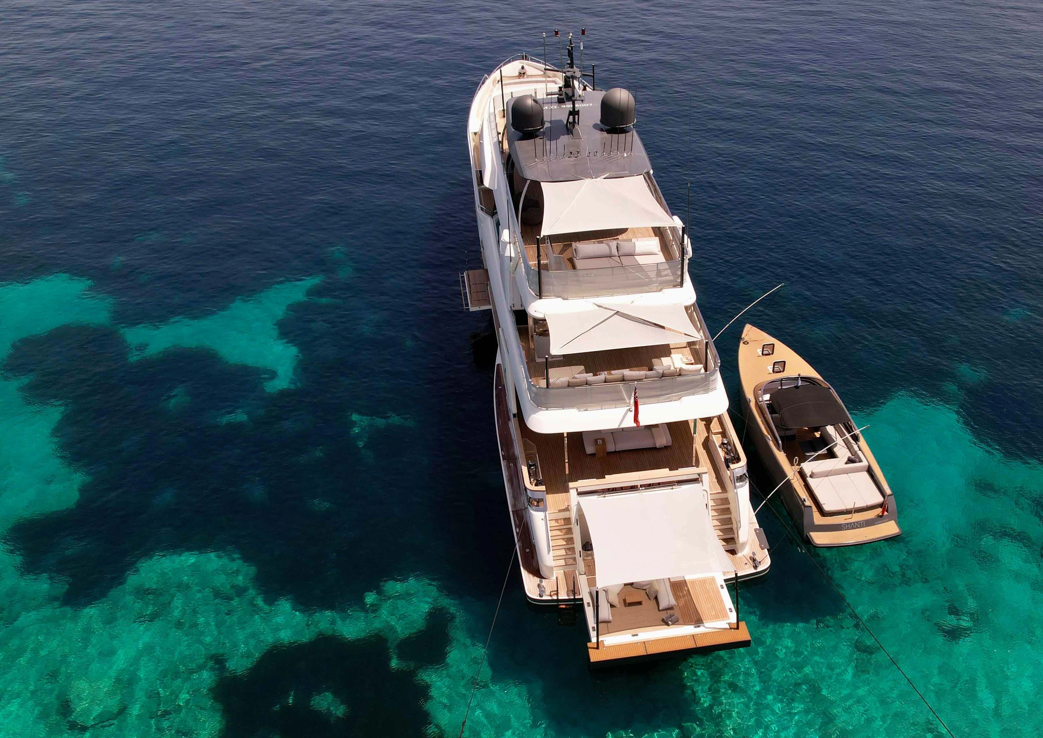 a high angle view of a ship aboard PALOMA Yacht for Sale