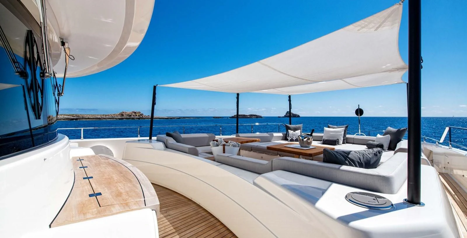 a lounge area on a boat aboard PALOMA Yacht for Sale