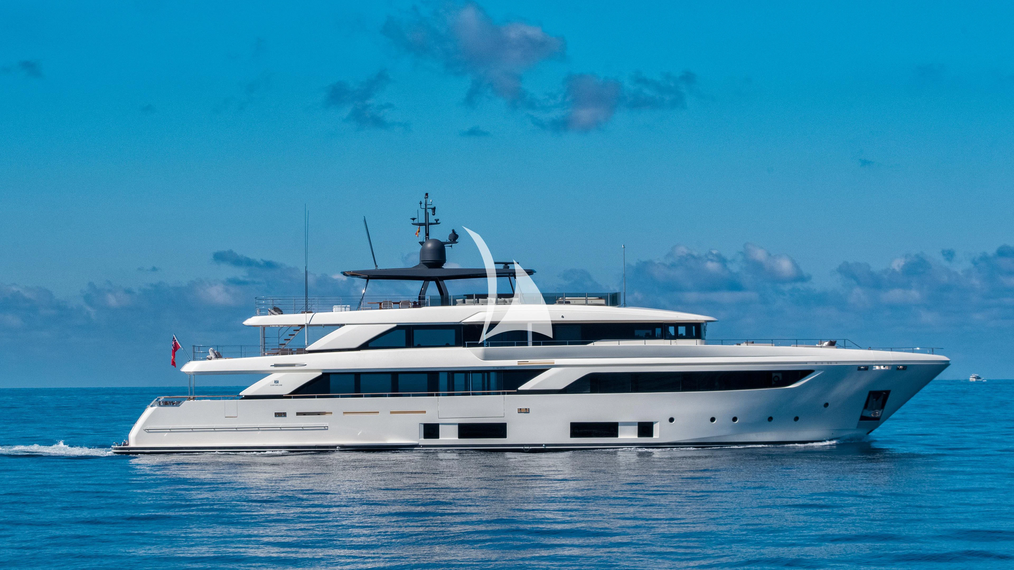 a white yacht in the water aboard PALOMA Yacht for Sale