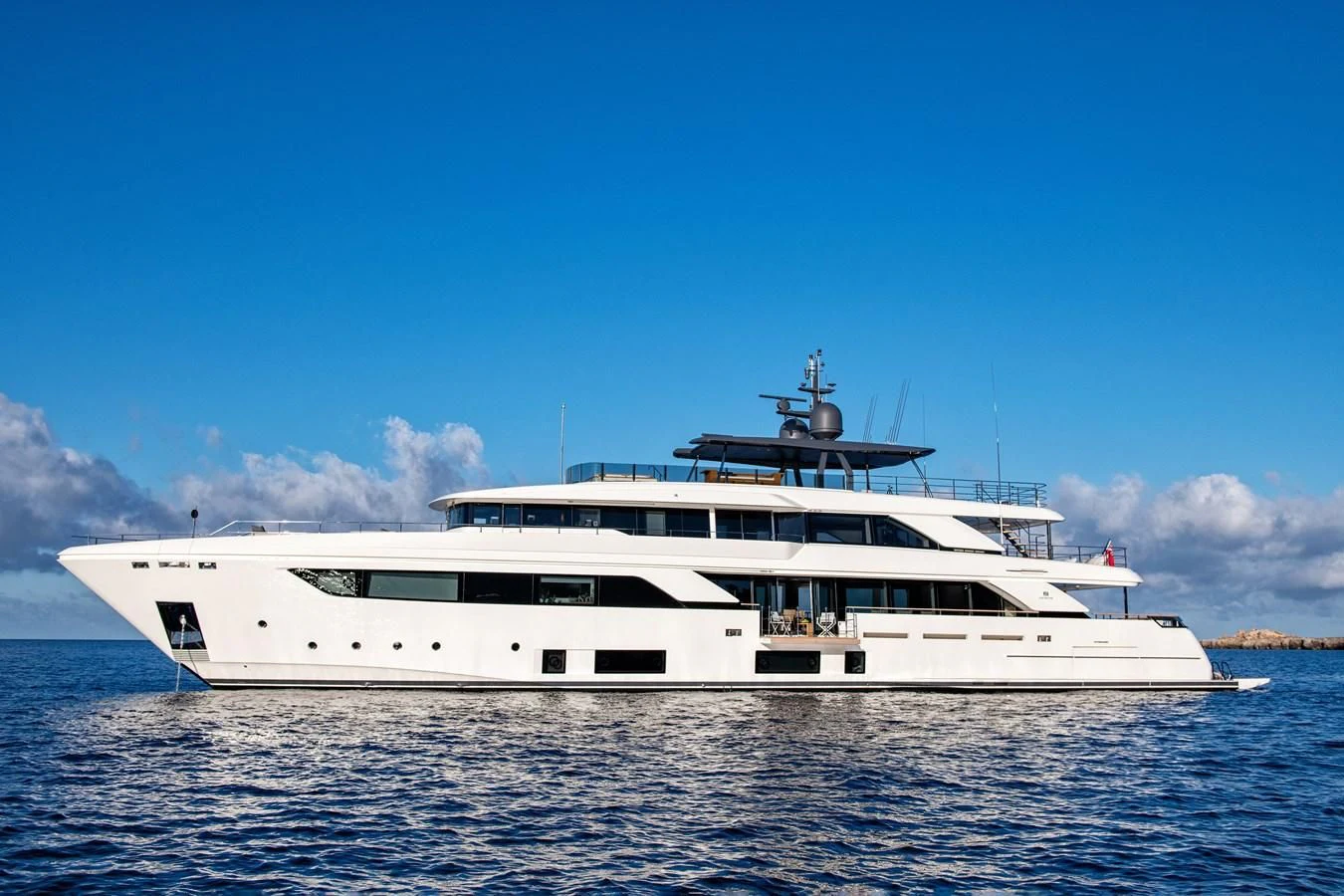 a white yacht in the water aboard PALOMA Yacht for Sale