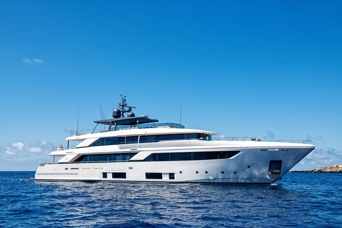 a white yacht in the water aboard PALOMA Yacht for Sale