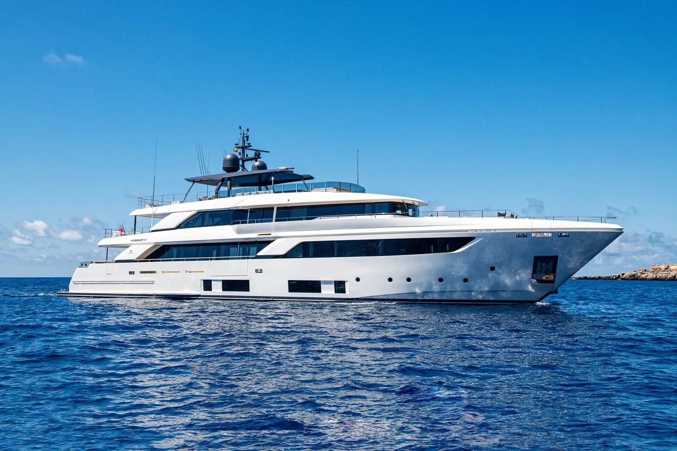 a white yacht in the water aboard PALOMA Yacht for Sale