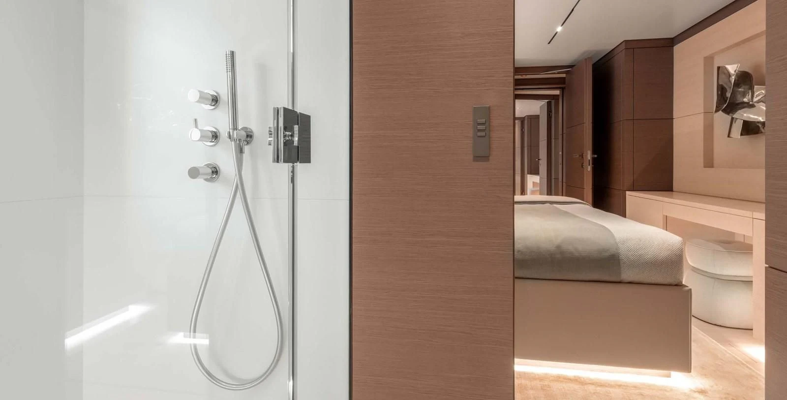 a shower unit in a bathroom aboard PALOMA Yacht for Sale