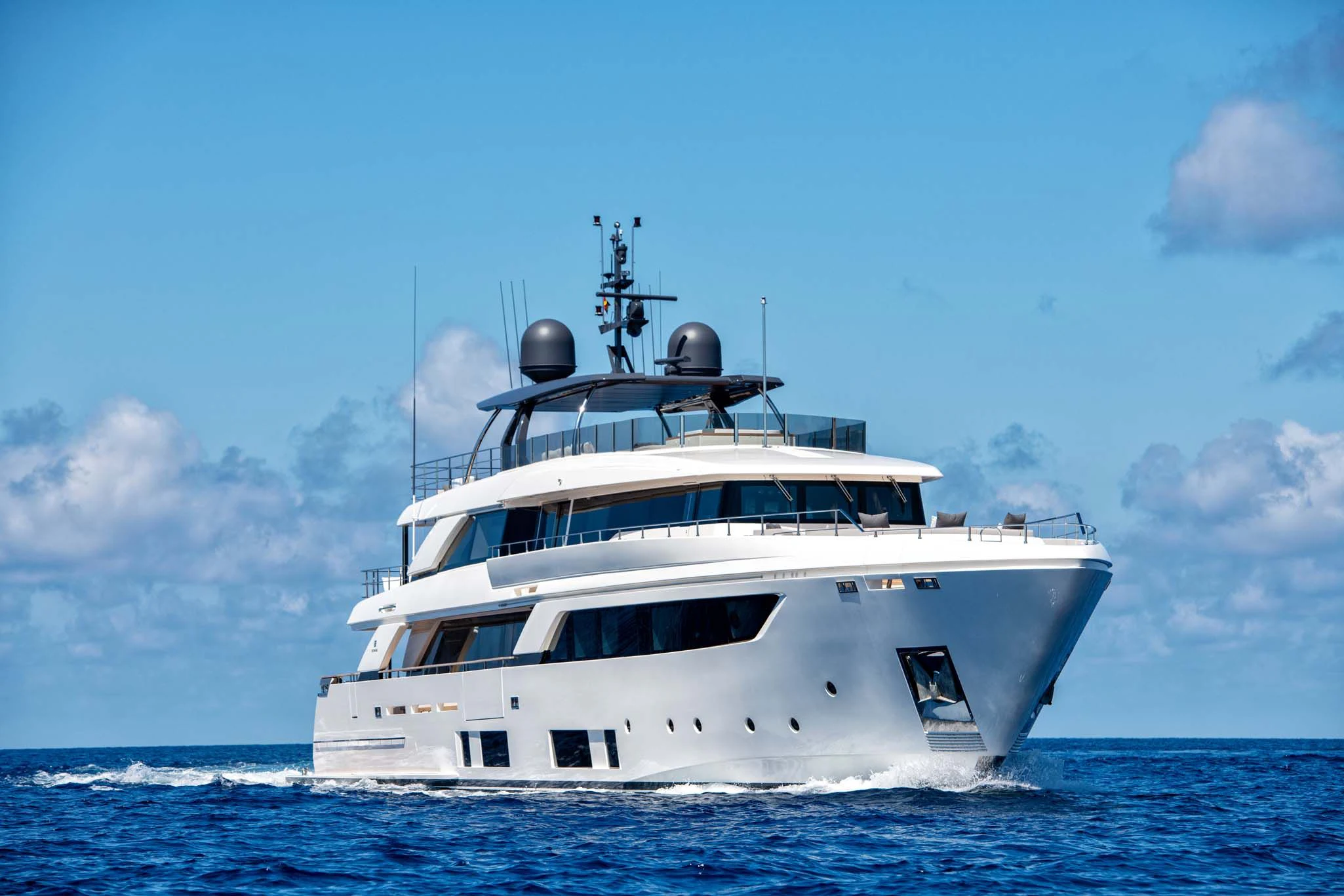 a white boat in the water aboard PALOMA Yacht for Sale