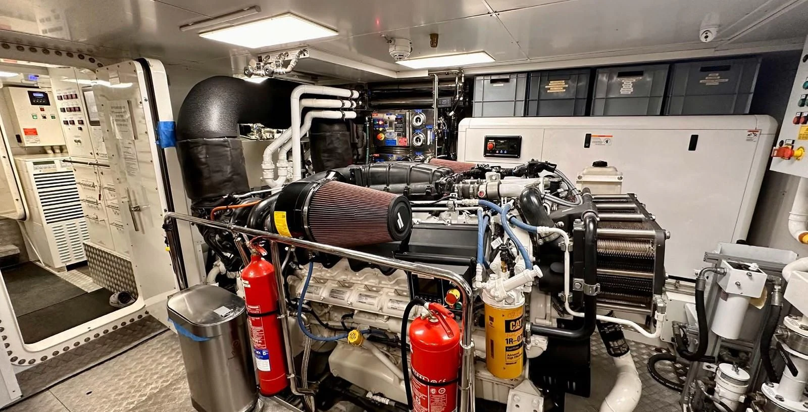 a room with machinery and equipment aboard PALOMA Yacht for Sale