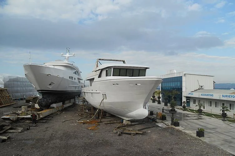 boats in a harbor aboard APRIL V Yacht for Sale