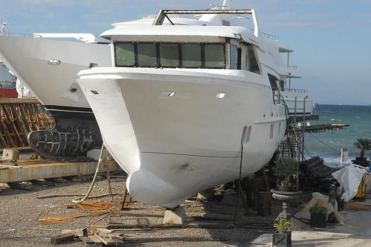 a boat on the water aboard APRIL V Yacht for Sale
