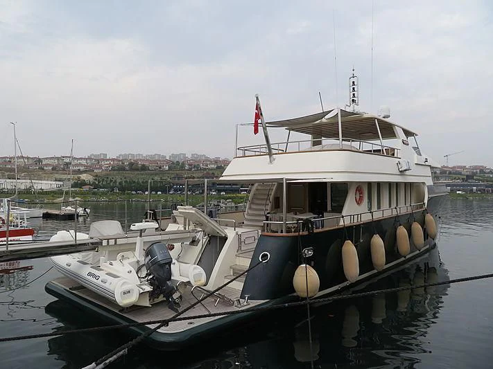 a boat in the water aboard APRIL V Yacht for Sale