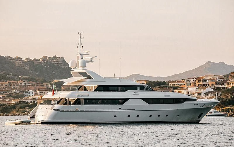 a large white boat in the water aboard ALDEBARAN PRIMO Yacht for Sale
