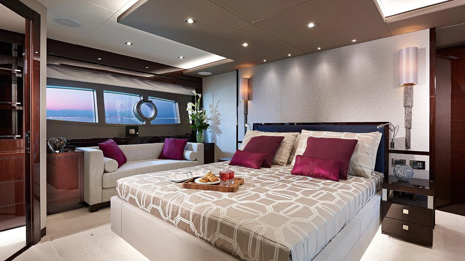 a large bed in a room aboard 95 YACHT Yacht for Sale