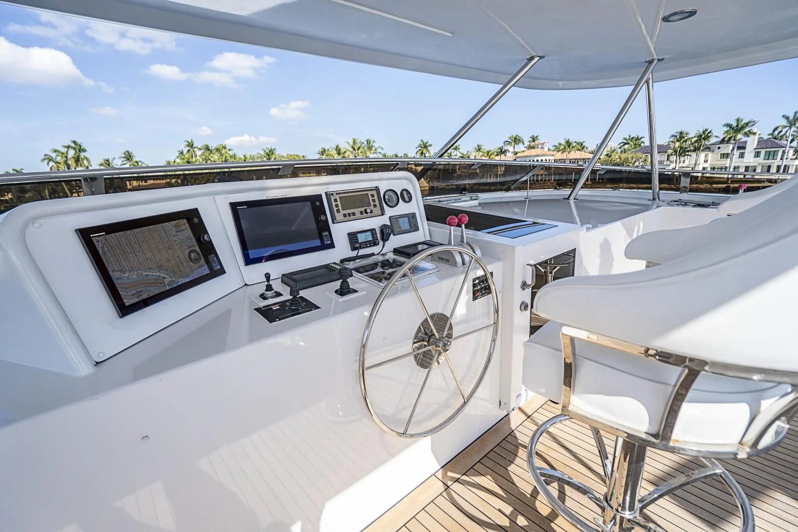 a room with a large window and a view of the city aboard SEAQUEST Yacht for Sale