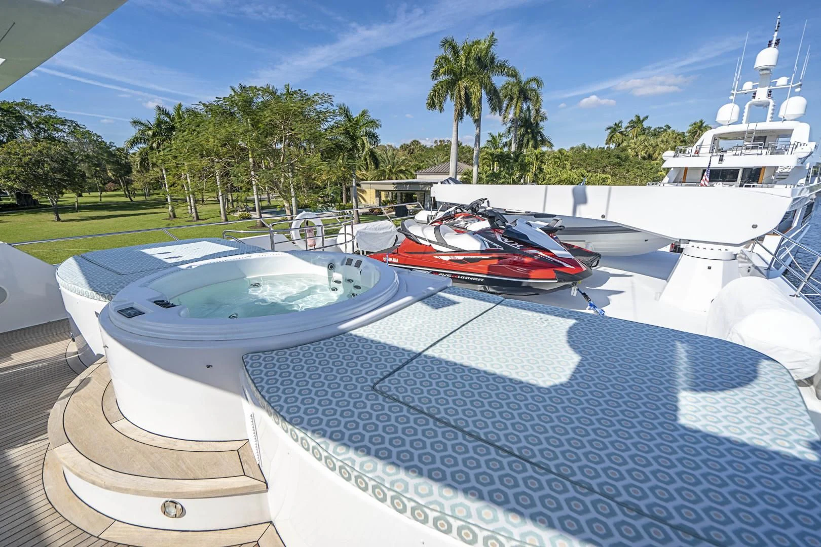 a swimming pool with boats aboard SEAQUEST Yacht for Sale