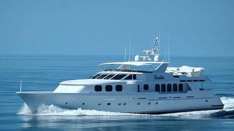a white yacht in the water aboard SEAQUEST Yacht for Sale