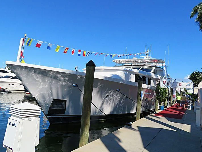 a large boat docked aboard SEAQUEST Yacht for Sale