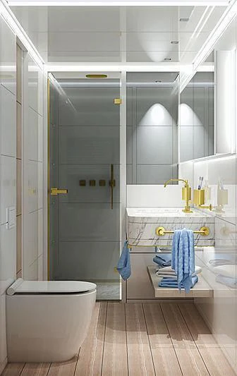 a bathroom with a large shower unit aboard KIMOJO Yacht for Sale