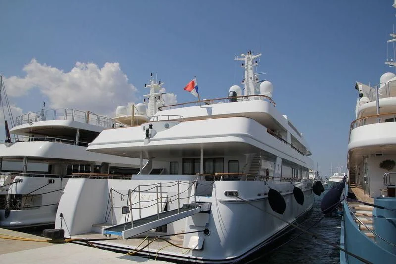 a large white boat aboard KWIKUMAT Yacht for Sale