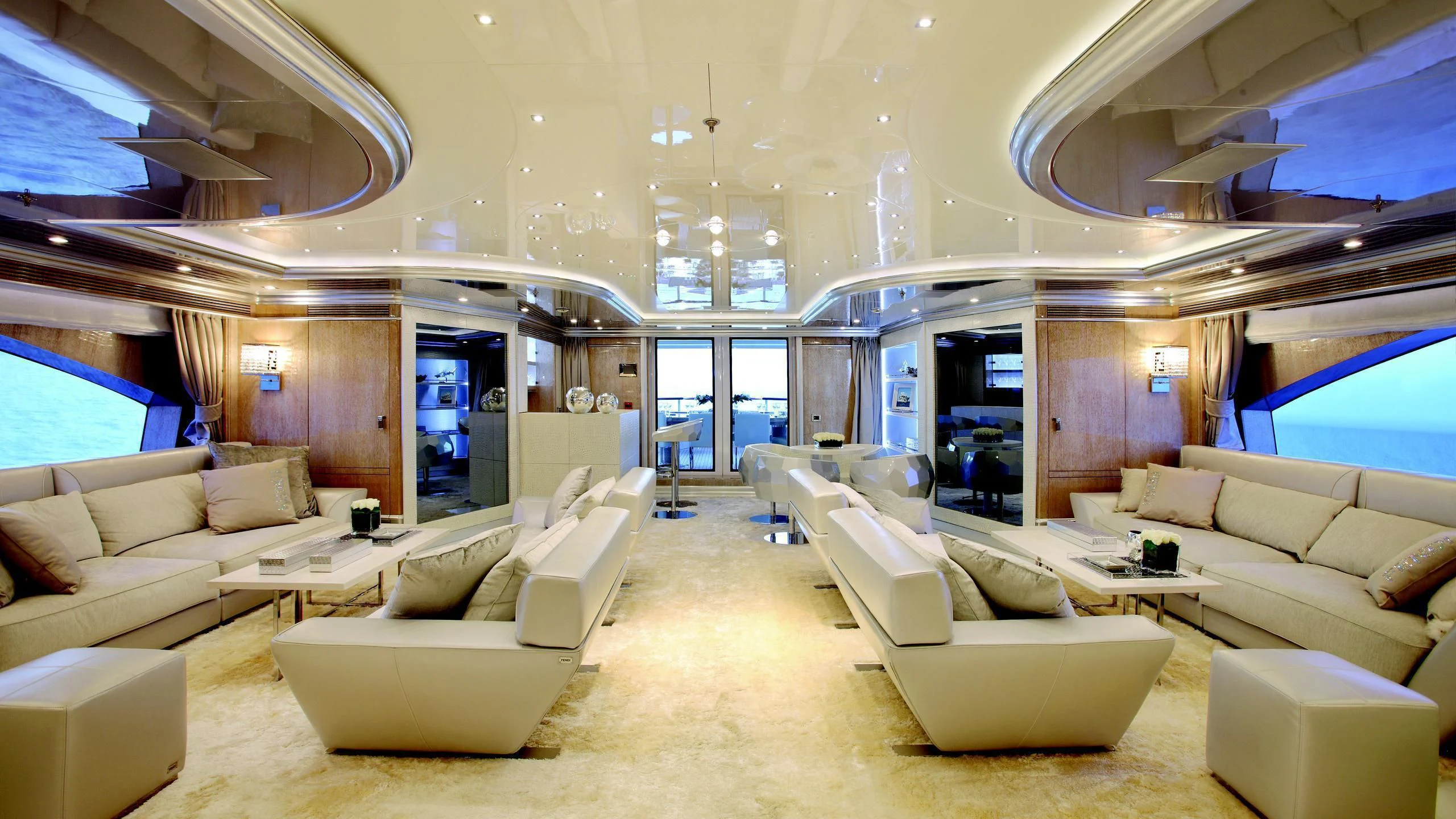 a large living room with a large open floor plan aboard MONARCH Yacht for Sale