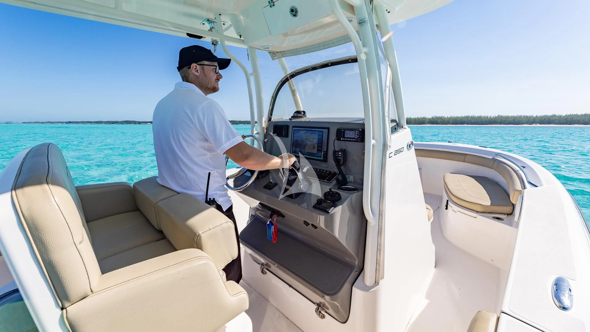 a person on a boat aboard LADY B Yacht for Charter
