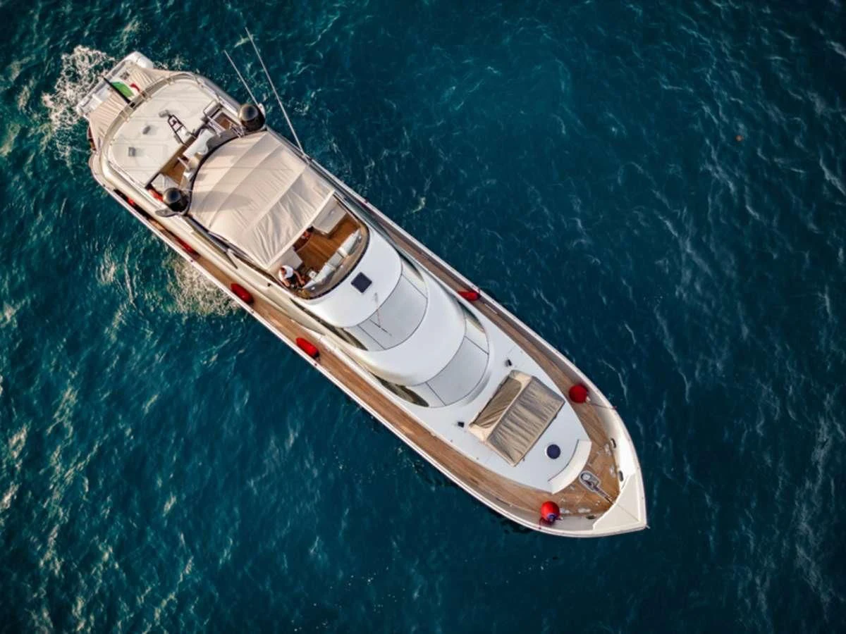 a high angle view of a boat aboard LADY B Yacht for Charter