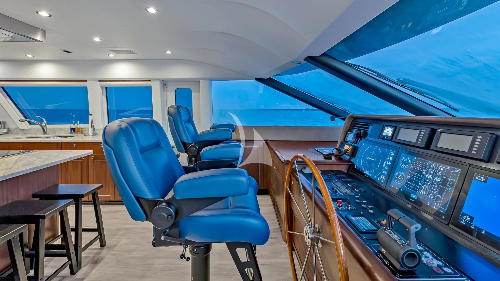 inside view of a control room aboard LADY B Yacht for Charter