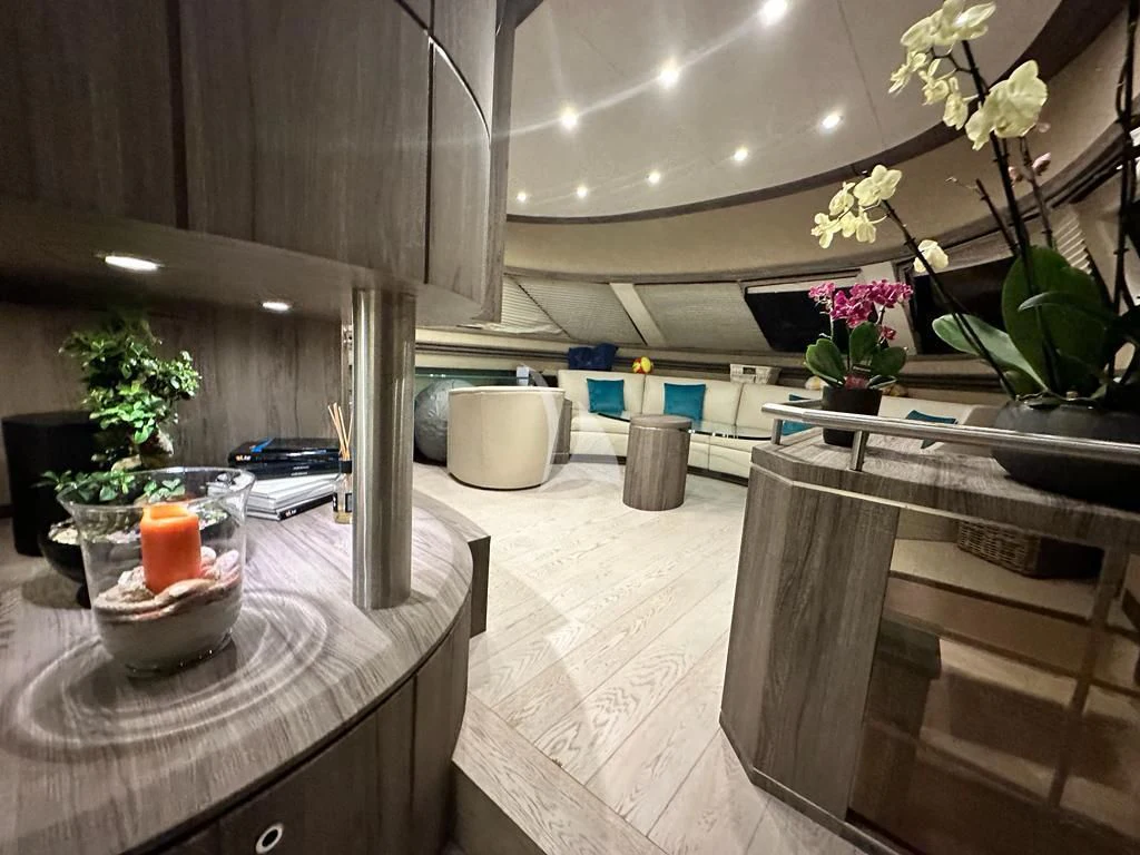 a kitchen with a large countertop aboard LADY B Yacht for Charter