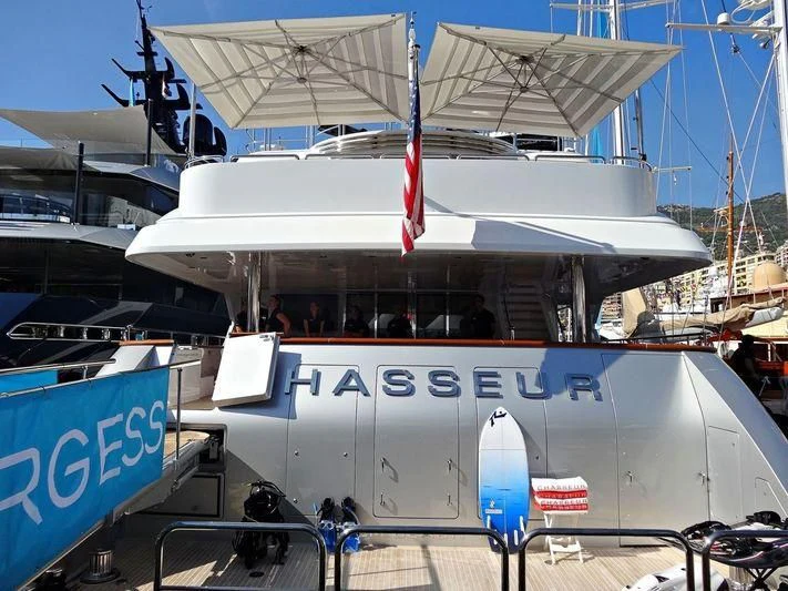 a boat on a trailer aboard CHASSEUR Yacht for Charter