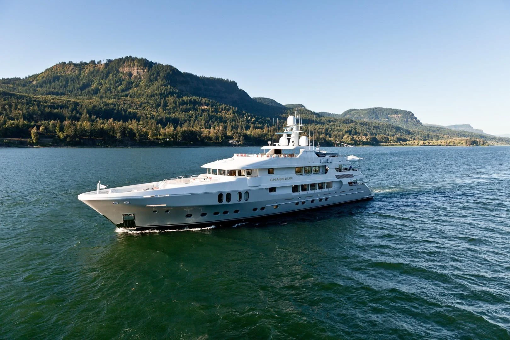 a boat in the water aboard CHASSEUR Yacht for Charter
