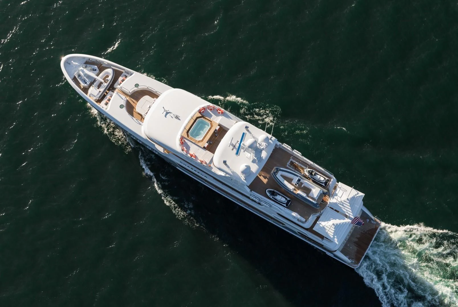 a boat in the water aboard CHASSEUR Yacht for Charter