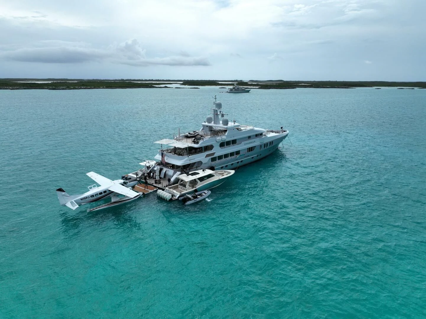 a ship in the water aboard CHASSEUR Yacht for Charter