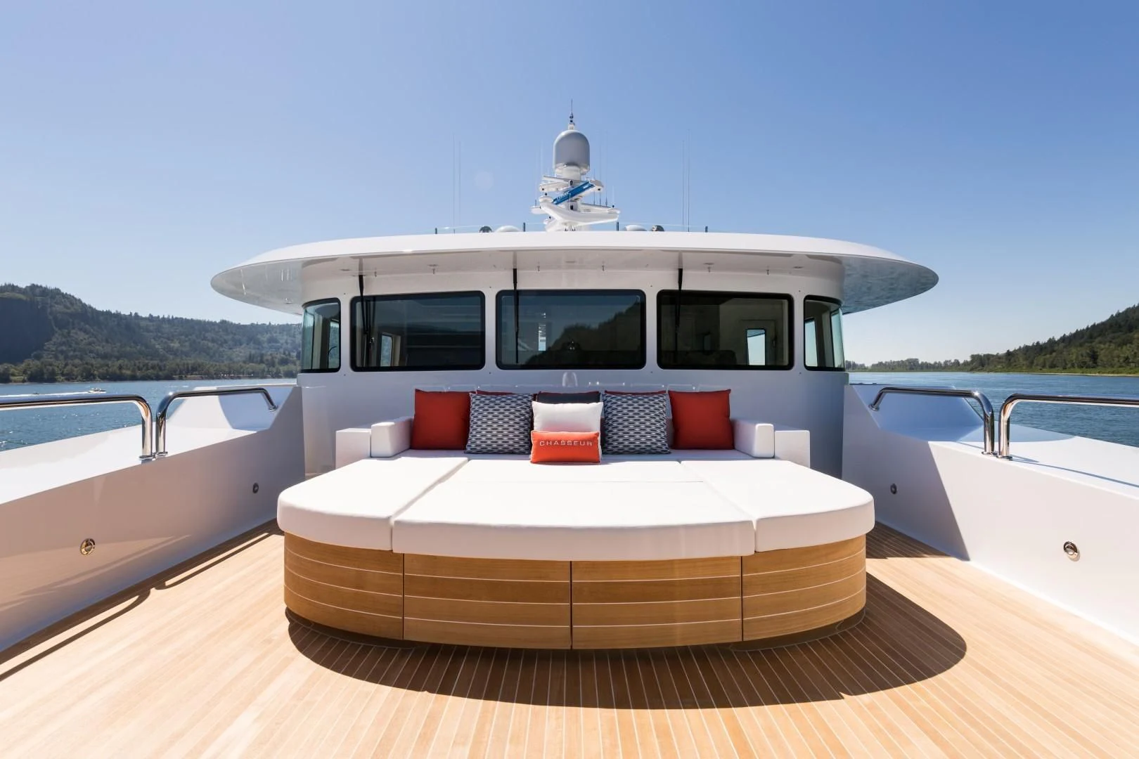 a boat on a deck aboard CHASSEUR Yacht for Charter