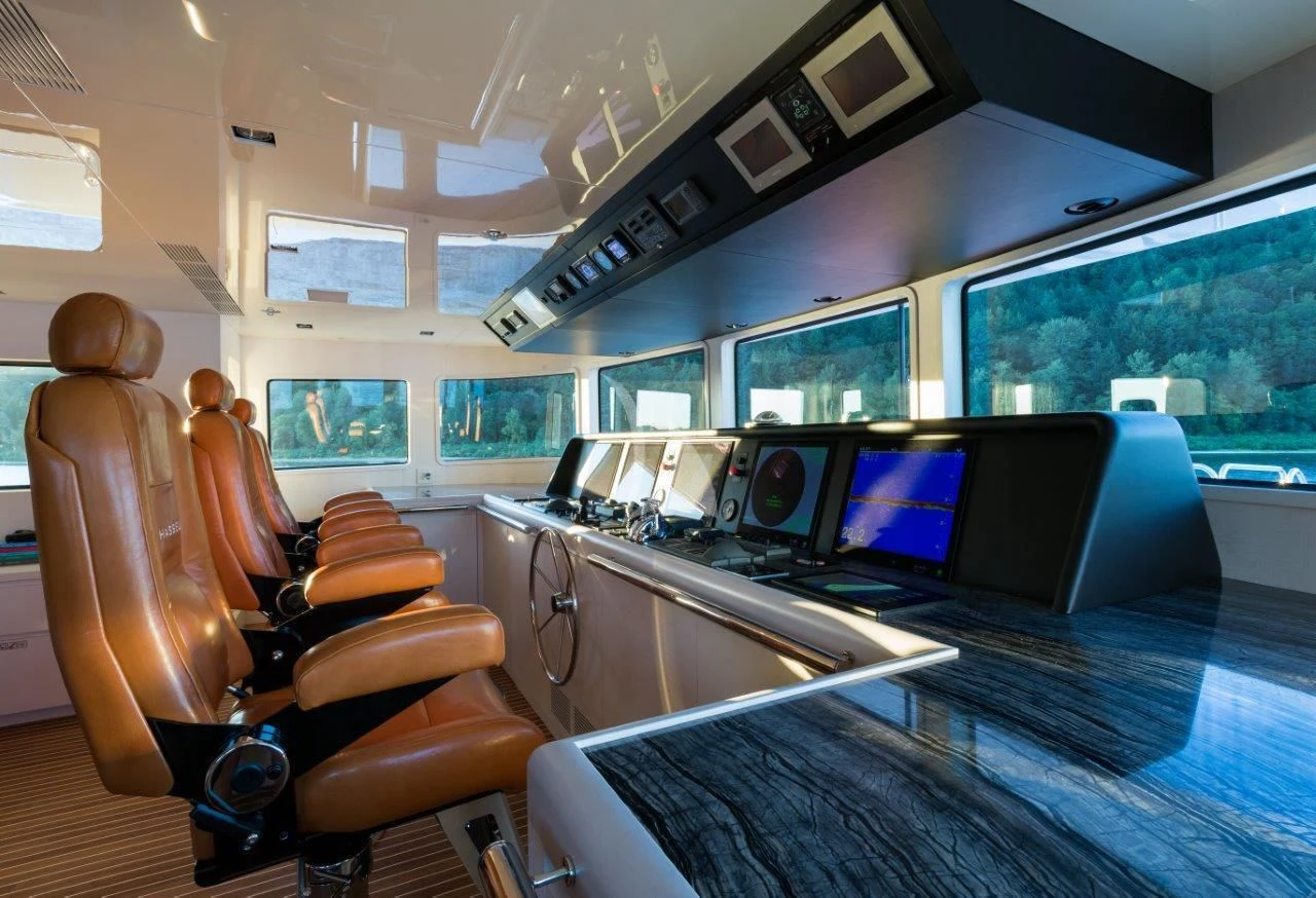 inside of a train aboard CHASSEUR Yacht for Charter